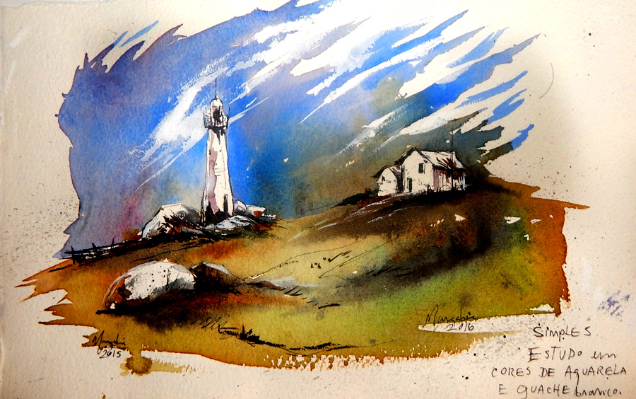 900x564 Study Pen, Ink And Watercolor - Watercolor Pen And Ink Art