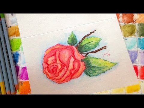480x360 Vintage Rose Watercolor Pencil Tutorial - Watercolor Pencil Drawings