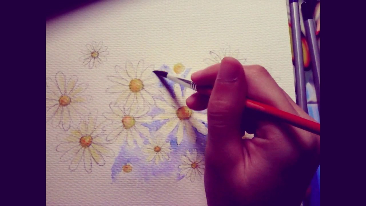 1280x720 How To Draw Flowers With Watercolor Pencils - Watercolor Pencil Flowers