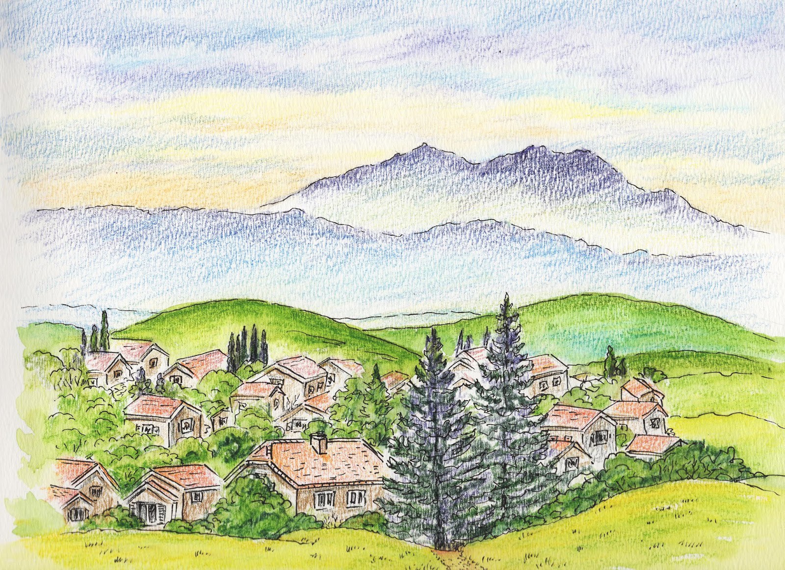 1600x1162 Posts About Landscape Watercolour Artist Illustrator Irina - Watercolor Pencil Landscape
