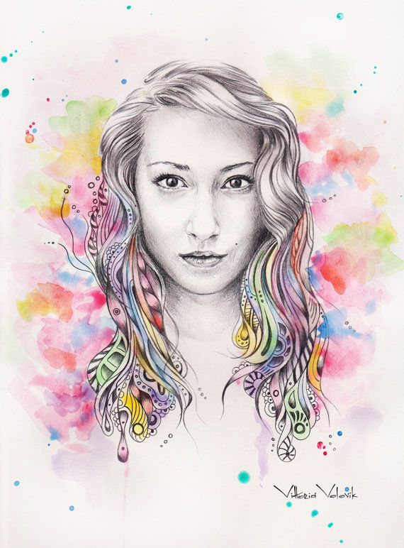 Watercolor Pencil Portrait at PaintingValley.com | Explore collection ...