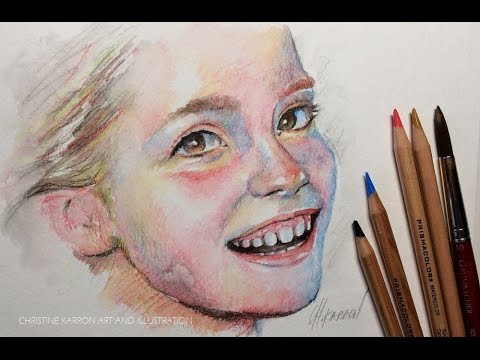 480x360 Watercolor Pencil Sketch Drawing Portrait Demo By Ch.karron - Watercolor Pencil Portrait