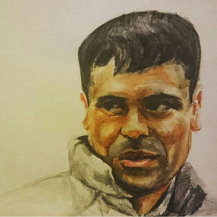 720x720 Male Portrait, Watercolor Pencil Drawing, Color Sketch - Watercolor Pencil Portrait