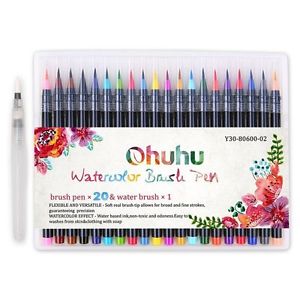 300x300 Ohuhu 20 Colors Watercolor Brush Marker Pens W A Water Coloring - Watercolor Pens