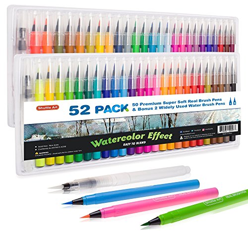 500x500 Shuttle Art 52 Pack Real Brush Pens, 50 Colours Watercolour Brush - Watercolor Pens