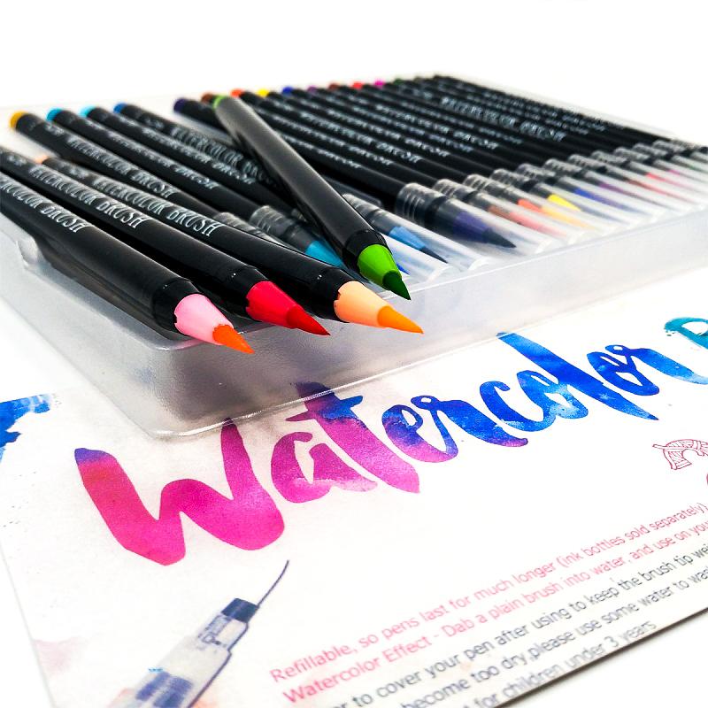 800x800 Vibrant Watercolor Brush Pen Set - Watercolor Pens