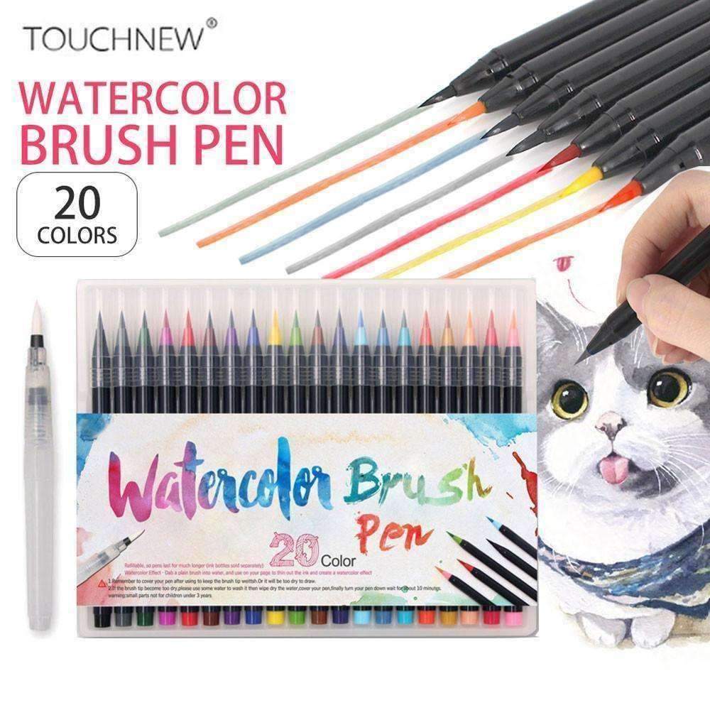 1000x1000 Watercolor Brush Pens, High Quality, 20 Vibrant Color Pens In A - Watercolor Pens