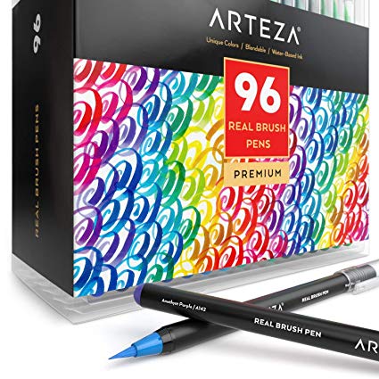 425x425 Arteza Real Brush Pens, 96 Paint Markers With Flexible - Watercolor Pens