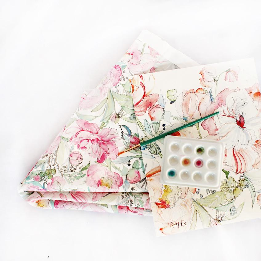 848x848 Pastel Peony Garden Watercolor Fabric - Watercolor Peony Fabric
