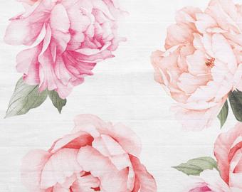 340x270 Peony Fabric Etsy - Watercolor Peony Fabric