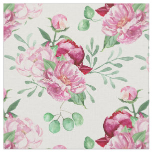 307x307 Pink Peony Fabric Zazzle - Watercolor Peony Fabric