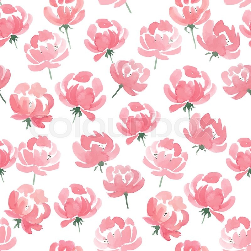 800x800 Watercolor Peonies Seamless Fabric Pattern. Hand Drawn Vector - Watercolor Peony Fabric
