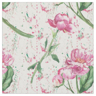 307x307 Watercolor Peony Fabric Zazzle - Watercolor Peony Fabric