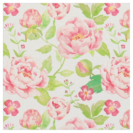 Watercolor Peony Fabric at PaintingValley.com | Explore collection of ...