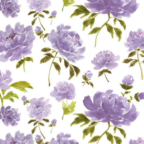 470x470 Watercolor Peonies Purple Fabric By Mintpeony On Spoonflower - Watercolor Peony Fabric