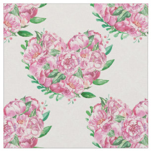 307x307 Colorful Pink Watercolor Flowers Fabric Zazzle - Watercolor Peony Fabric