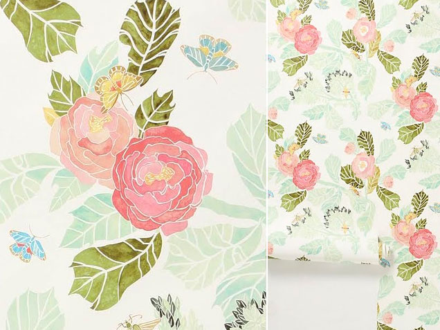 636x477 Discount Budget Alternatives To Anthropologie Peony Wallpaper - Watercolor Peony Fabric