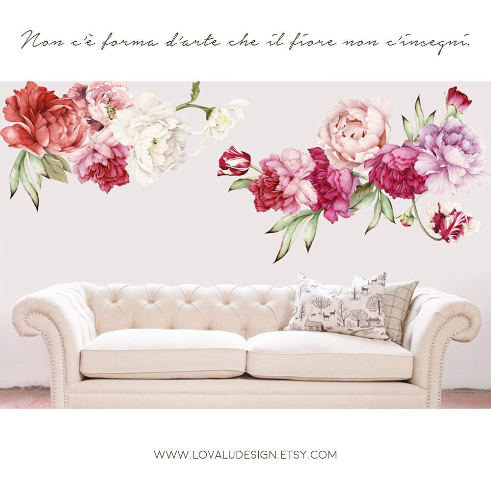 1000x1000 Floral Wallpaper Mural - Watercolor Peony Fabric
