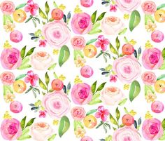 236x201 Happy Floral Fabric By Pacemadedesigns On Spoonflower - Watercolor Peony Fabric