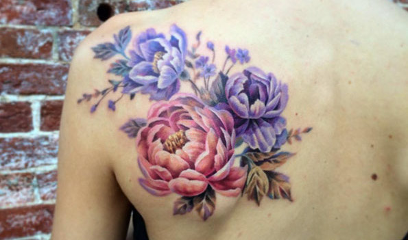 595x351 Gorgeous Peony Tattoos That Are More Beautiful Than Roses - Watercolor Peony Tattoo