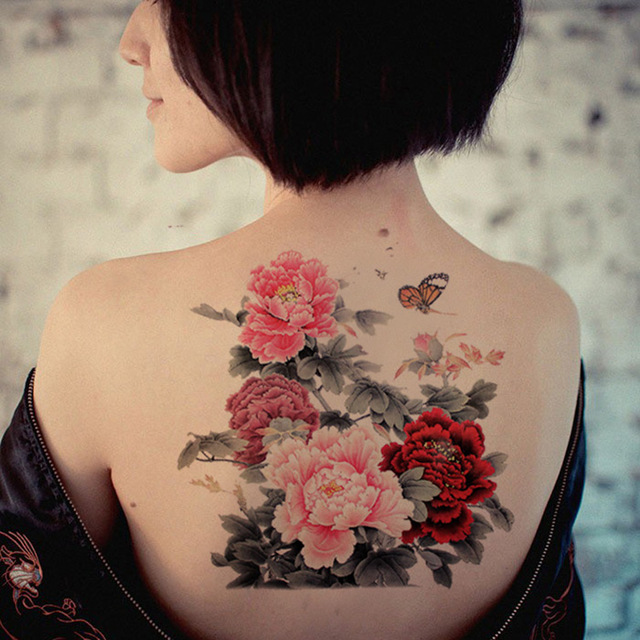 640x640 Buy 20 X 22cm Colorful Big Flower Chinese Body - Watercolor Peony Tattoo
