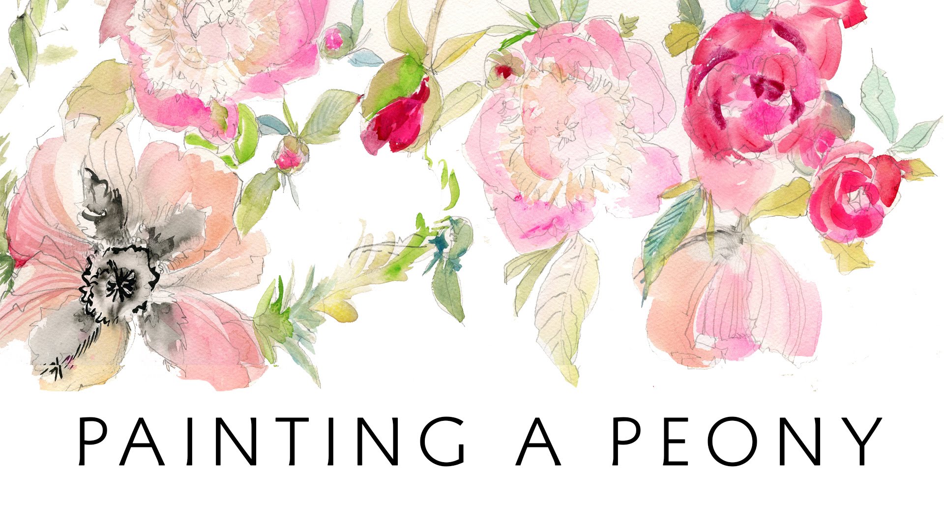 1920x1080 Watercolor Peony Wallpaper Group - Watercolor Peony Wallpaper