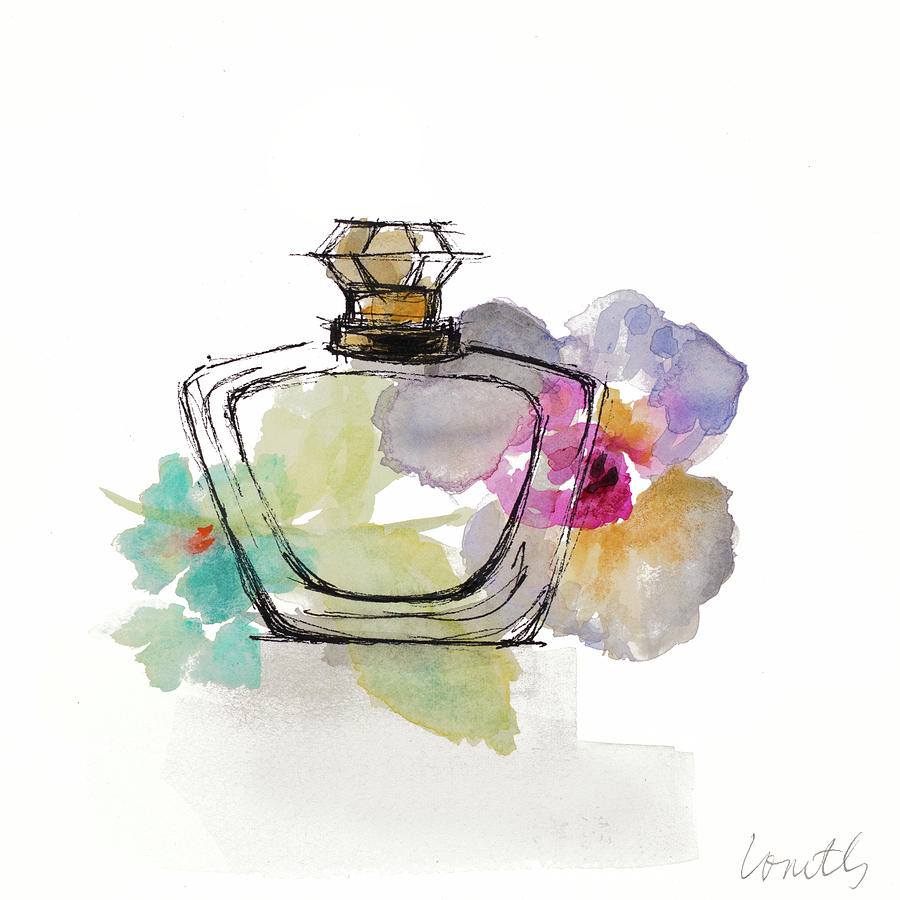 900x900 Crystal Watercolor Perfume Square I Painting By Lanie Loreth - Watercolor Perfume