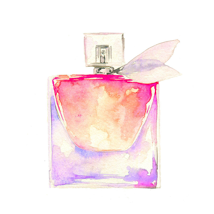 900x900 Pink Perfume, Watercolor Fashion Illustration Painting By Koma Art - Watercolor Perfume