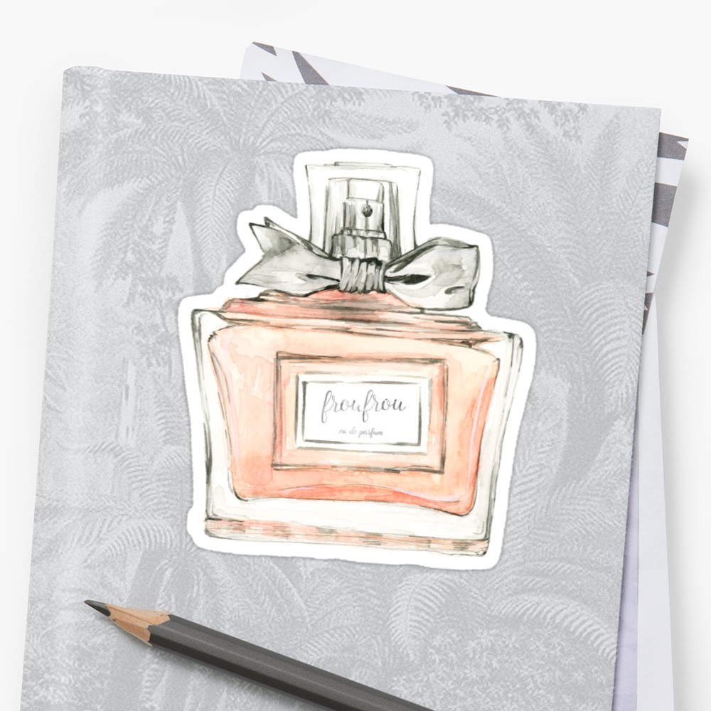 1000x1000 Watercolor Perfume Bottle Stickers By Southprints Redbubble - Watercolor Perfume