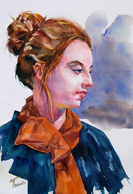 423x618 Portraits Fine Art Watercolor Bernie - Watercolor Person