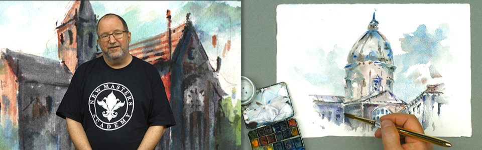 960x300 Perspective Demonstration Watercolor Painting Of A Dome New - Watercolor Perspective