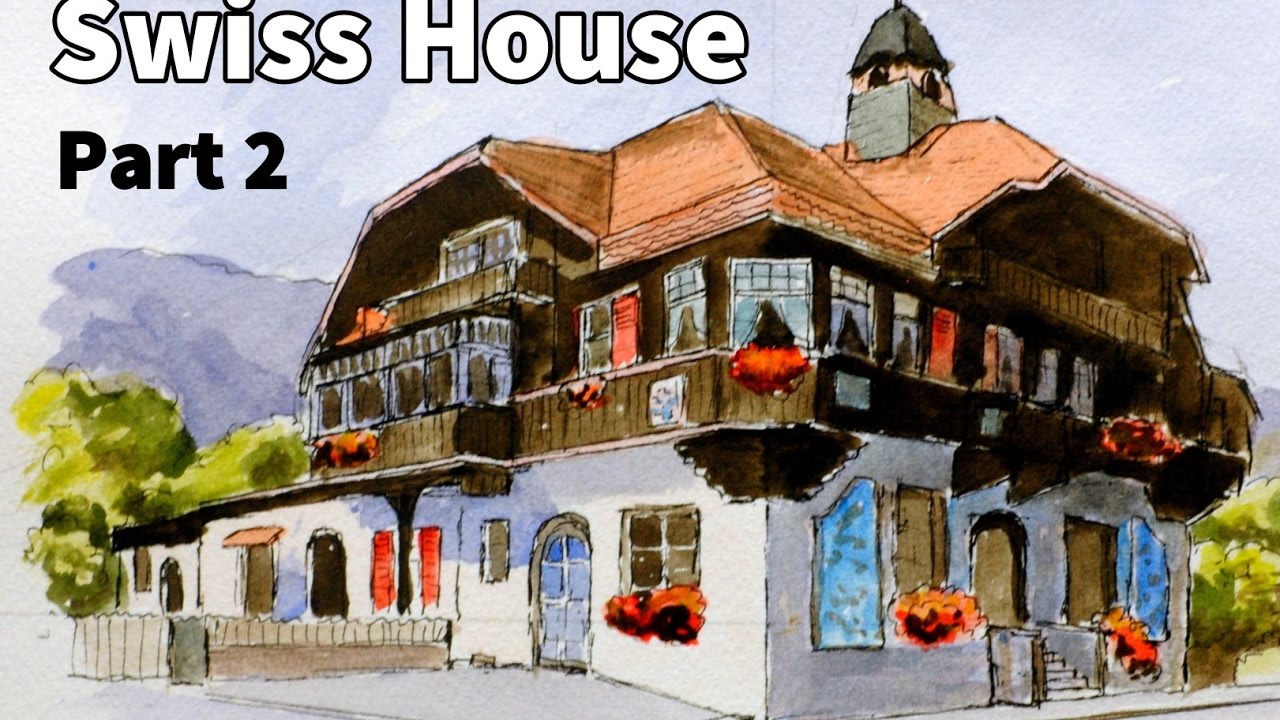 1280x720 How To Paint A 2 Point Perspective Building With Watercolor - Watercolor Perspective