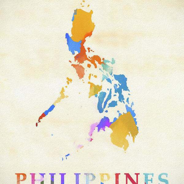 600x600 Philippines Watercolor Map Poster By Dan Sproul - Watercolor Philippines