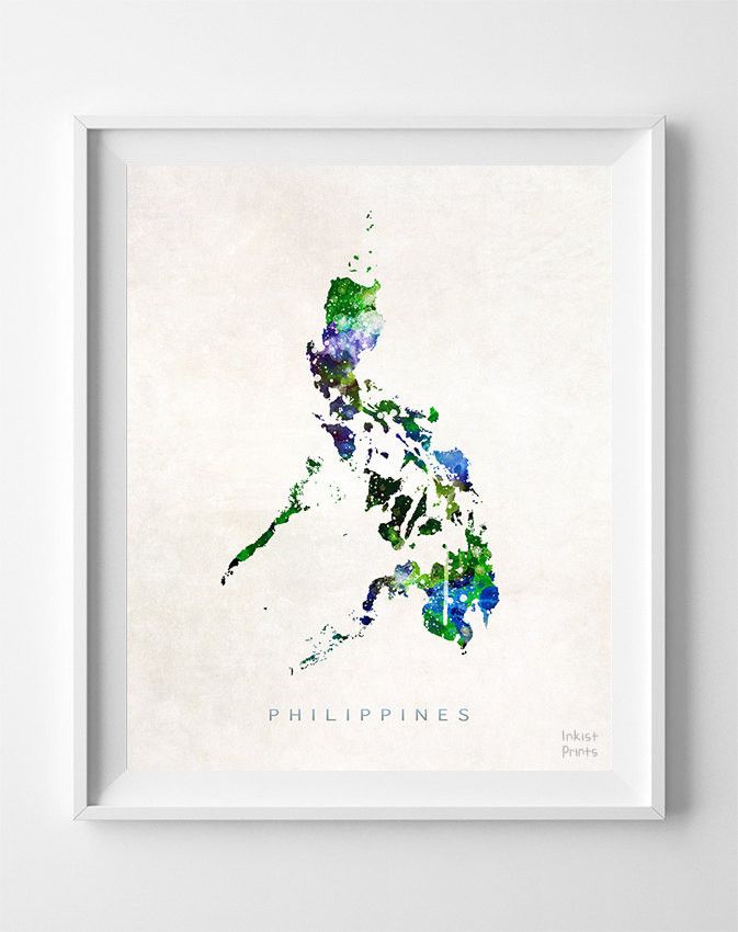 673x850 Philippines Watercolor Map Print Pinas Watercolor - Watercolor Philippines