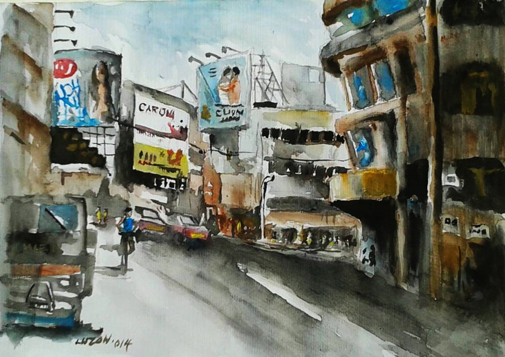 1024x725 Colon St., Cebu City, Philippines. Watercolor By Danteluzon On - Watercolor Philippines