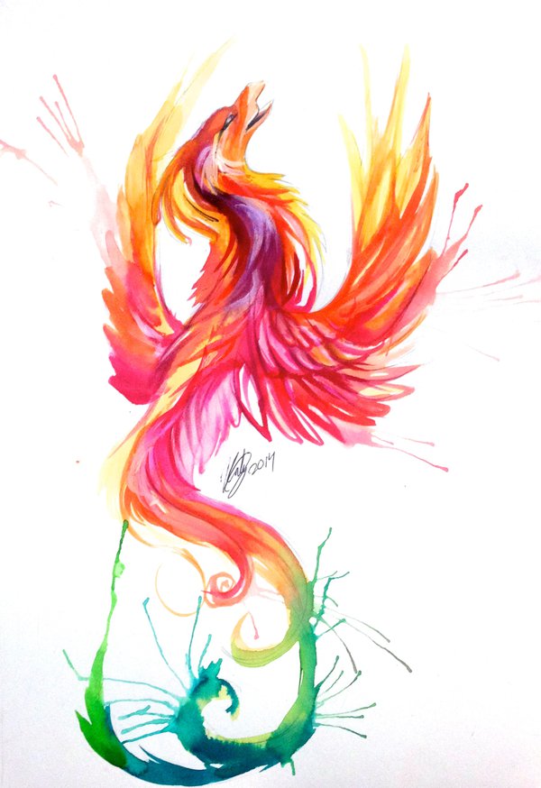 600x874 Phoenix Watercolor Design By Lucky978 - Watercolor Phoenix