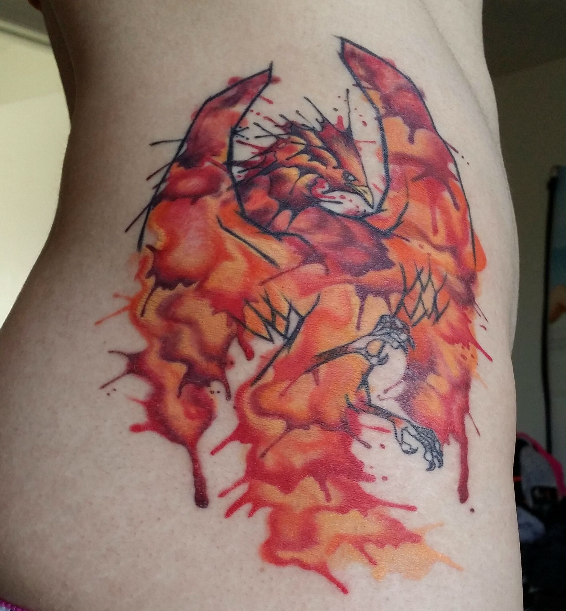 1983x2141 Watercolor Phoenix Tattoo Done By Tyson Taumaoe @ Studio 21 In Las - Watercolor Phoenix