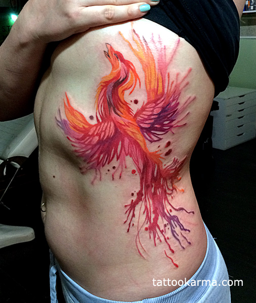 506x600 Watercolor Phoenix Tattoo - Watercolor Phoenix