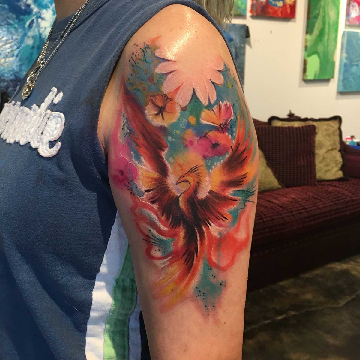 1200x1200 Fiery Phoenix Tattoo Ideas That Will Set You Ablaze - Watercolor Phoenix Tattoo