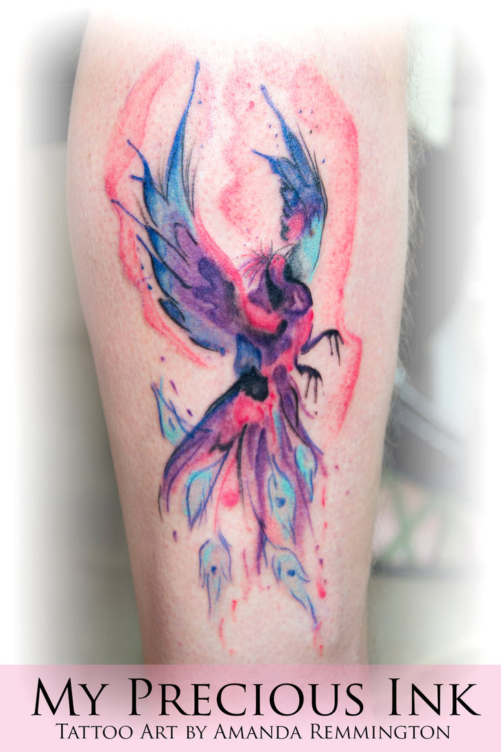 730x1095 Watercolor Phoenix Tattoo By Mentjuh - Watercolor Phoenix Tattoo