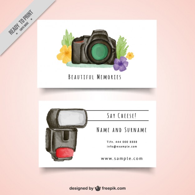 626x626 Watercolor Photography Card With Camera Vector Free Download - Watercolor Photography