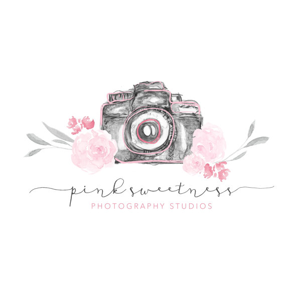570x570 Premade Rustic Camera Logo Designwatercolor Flower Logo - Watercolor Photography Logo