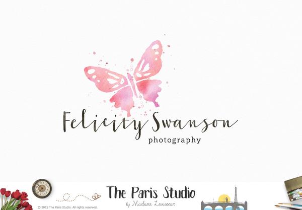 600x417 Watercolor Butterfly Logo Design - Watercolor Photography Logo