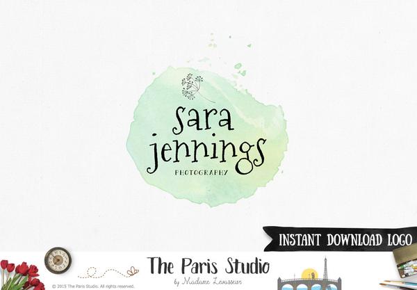 600x417 Instant Download Logo Photoshop Logo Watercolor Photography Logo - Watercolor Photography Logo
