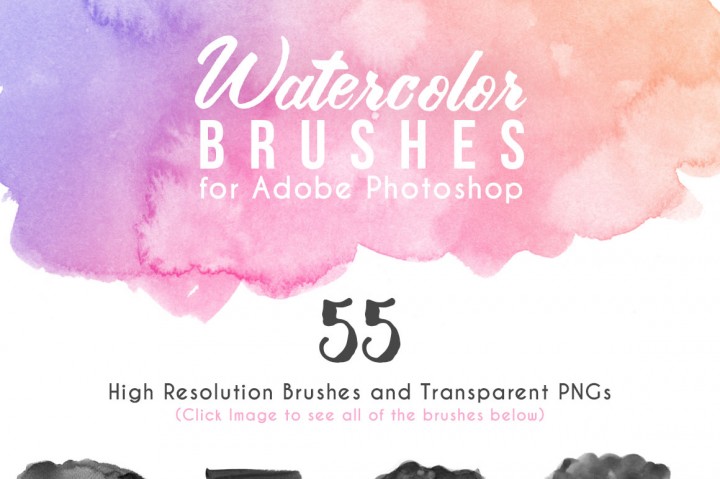 720x479 75 Watercolor Photoshop Brushes + Pngs By Aveniedigital - Watercolor Photoshop