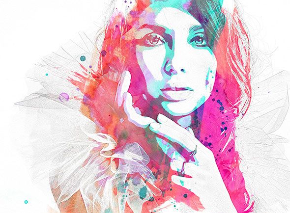 590x434 Watercolor And Pencil Premium Photoshop Action Graphic Design - Watercolor Photoshop