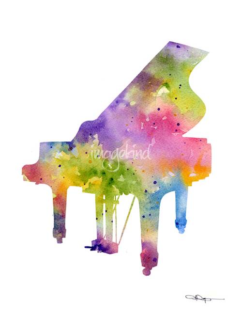 502x650 Stunning Piano Watercolor Painting Reproductions For Sale On - Watercolor Piano