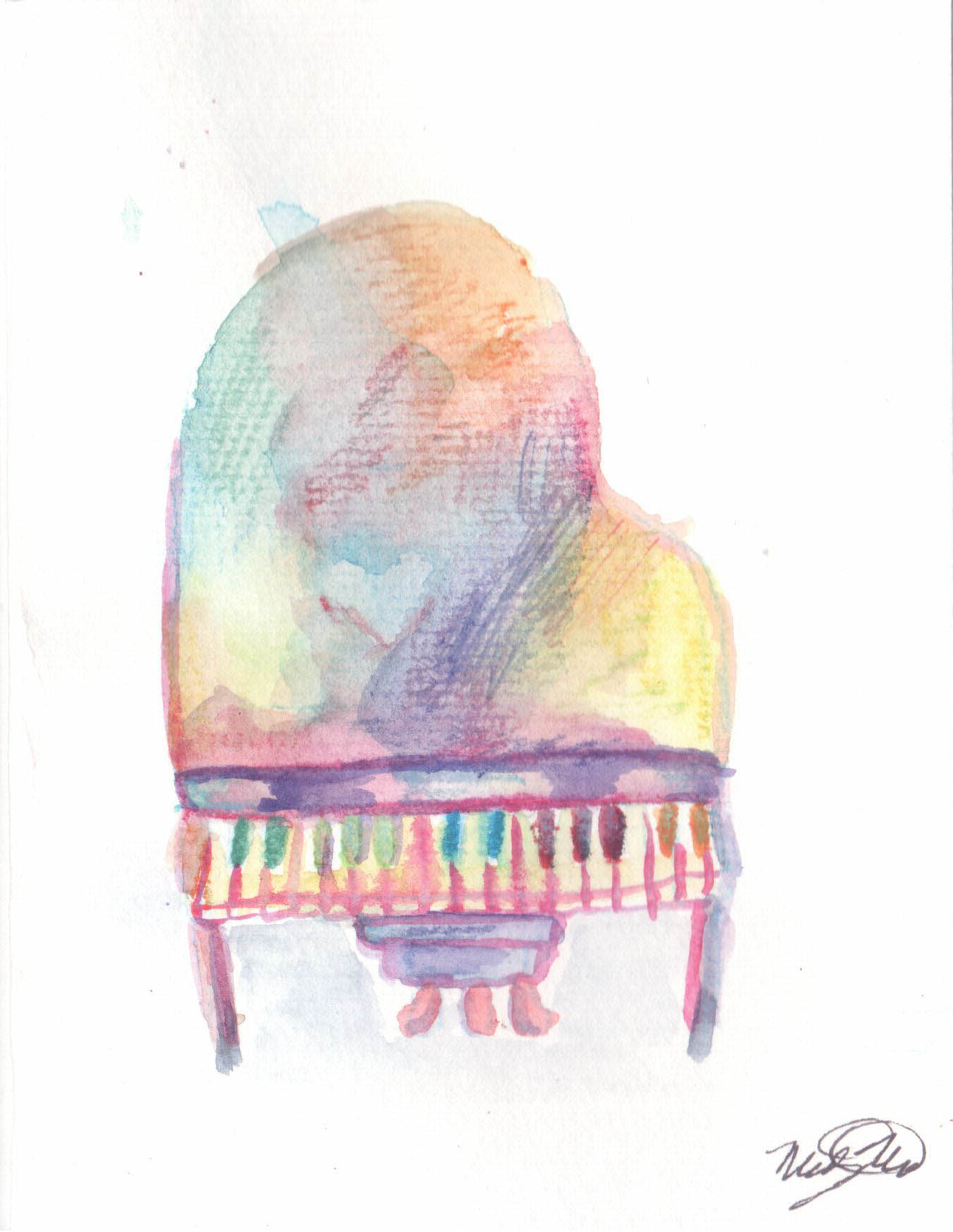 1350x1746 Watercolor Piano (2013) Illustrated By Mel - Watercolor Piano