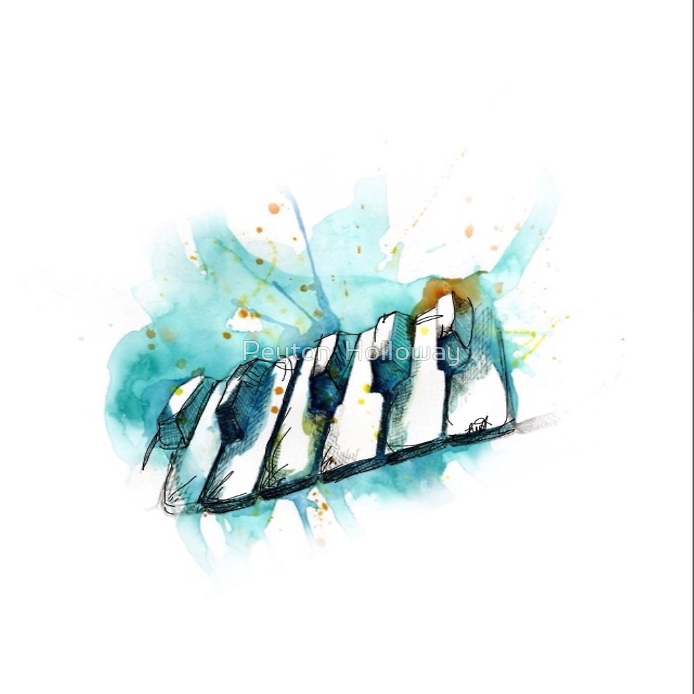 1000x1000 Watercolor Piano By Peyton Holloway Redbubble - Watercolor Piano