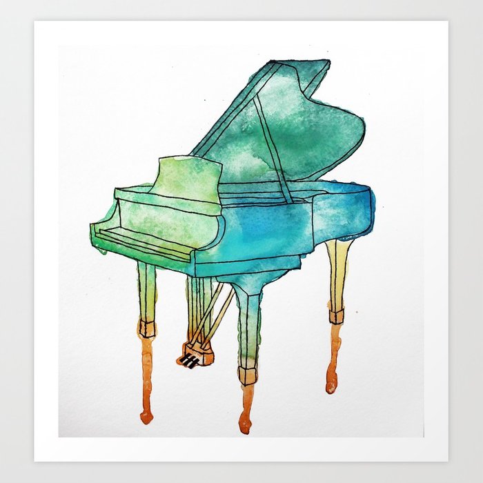 700x700 Watercolor Piano Art Print By Ninecrimes Society6 - Watercolor Piano